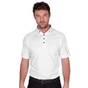 Island Green Mens Topstitched Golf Polo Shirt / White